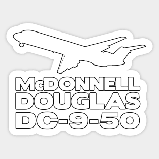 McDonnell Douglas DC-9-50 Silhouette Print (White) Sticker